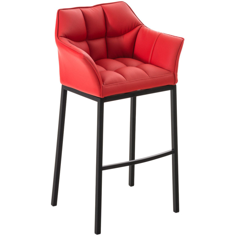 Tabouret de bar moderne en Polyuréthane Rouge Métal Noir Daryo - 1