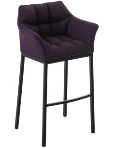 Tabouret de bar moderne en Tissu Violet Métal Noir Daryo - 1