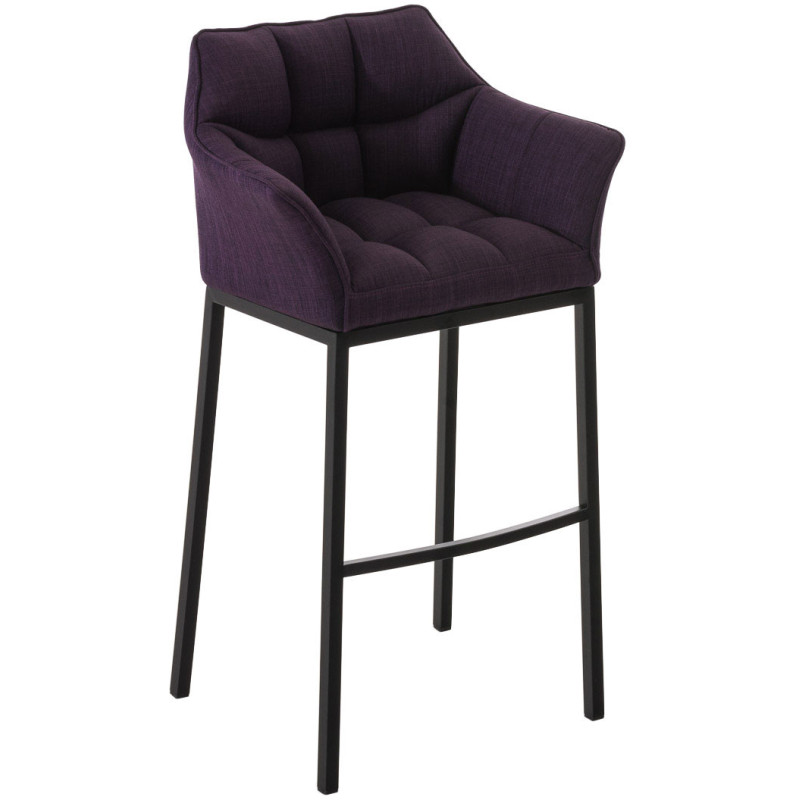 Tabouret de bar moderne en Tissu Violet Métal Noir Daryo - 1