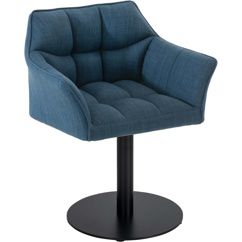 Fauteuil de table moderne en Tissu Bleu Métal Noir Mat Daryo  - 1