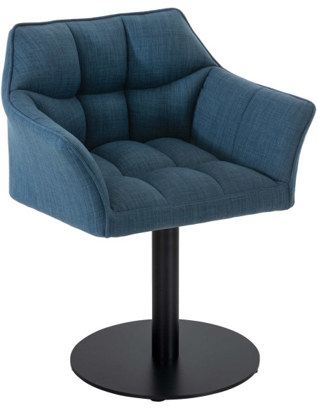 Fauteuil de table moderne en Tissu Bleu Métal Noir Mat Daryo  - 1