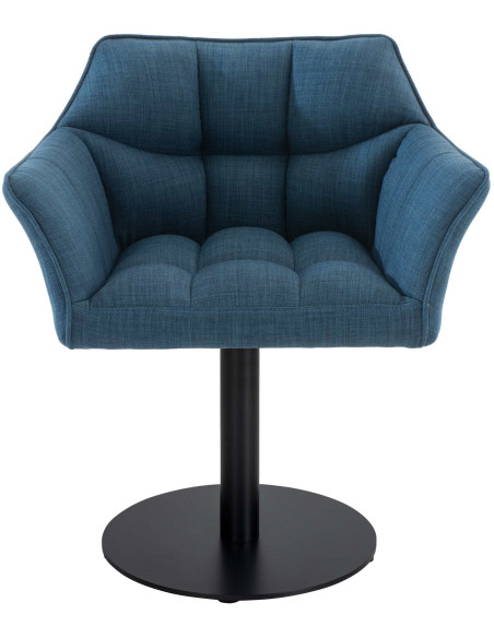 Fauteuil de table moderne en Tissu Bleu Métal Noir Mat Daryo  - 2