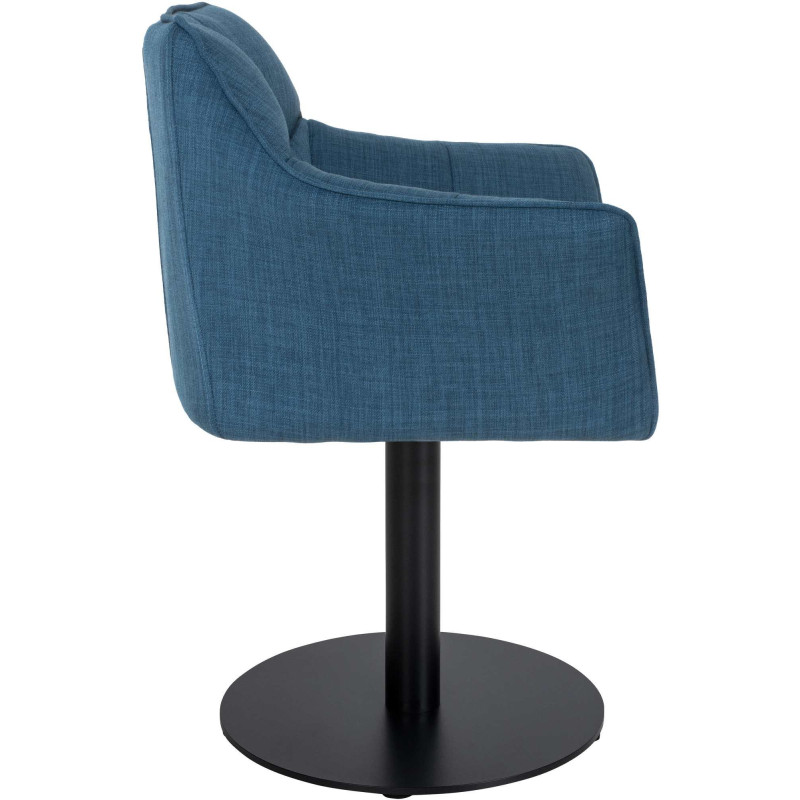 Fauteuil de table moderne en Tissu Bleu Métal Noir Mat Daryo  - 3