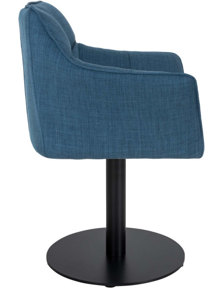 Fauteuil de table moderne en Tissu Bleu Métal Noir Mat Daryo  - 3