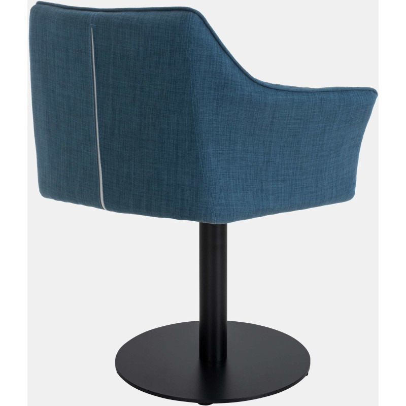 Fauteuil de table moderne en Tissu Bleu Métal Noir Mat Daryo  - 4
