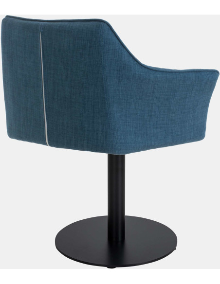 Fauteuil de table moderne en Tissu Bleu Métal Noir Mat Daryo  - 4