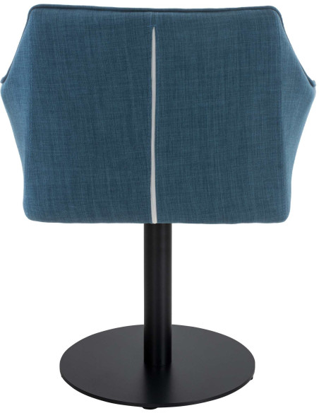 Fauteuil de table moderne en Tissu Bleu Métal Noir Mat Daryo  - 5