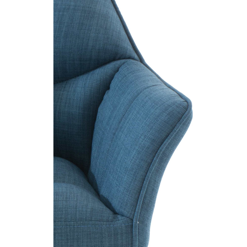 Fauteuil de table moderne en Tissu Bleu Métal Noir Mat Daryo  - 6