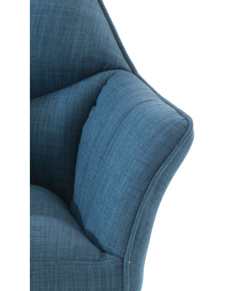 Fauteuil de table moderne en Tissu Bleu Métal Noir Mat Daryo  - 6