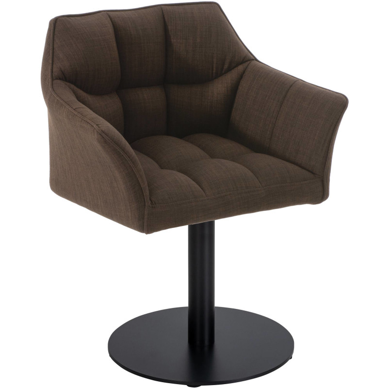 Fauteuil de table moderne en Tissu Marron Métal Noir Mat Daryo  - 1