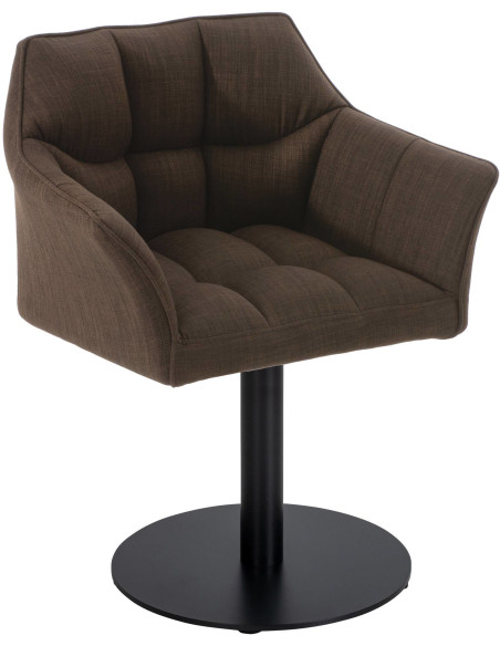 Fauteuil de table moderne en Tissu Marron Métal Noir Mat Daryo  - 1
