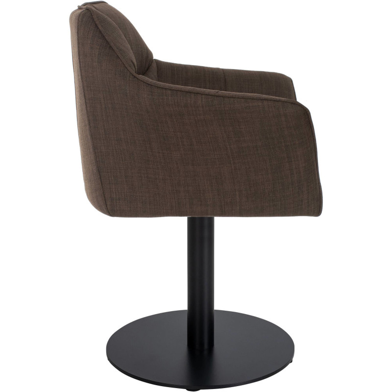 Fauteuil de table moderne en Tissu Marron Métal Noir Mat Daryo  - 3