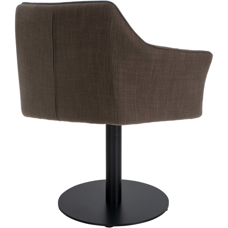 Fauteuil de table moderne en Tissu Marron Métal Noir Mat Daryo  - 4