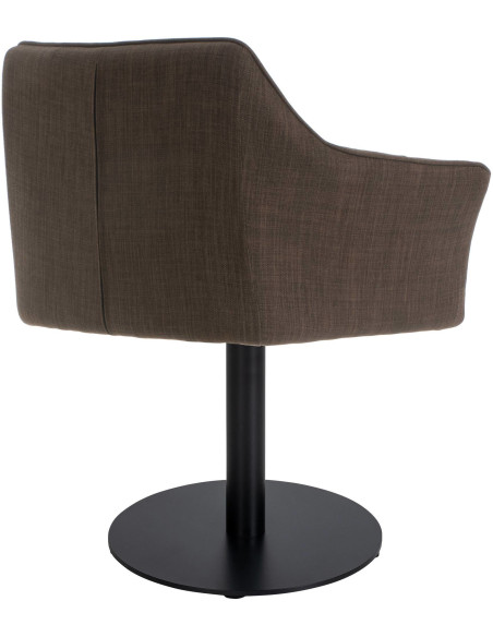 Fauteuil de table moderne en Tissu Marron Métal Noir Mat Daryo  - 4