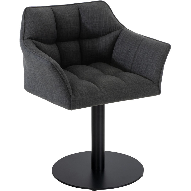 Fauteuil de table moderne en Tissu Gris foncé Métal Noir Mat Daryo  - 1