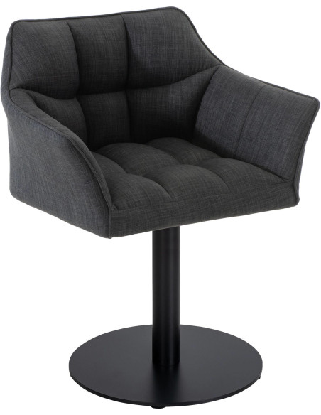 Fauteuil de table moderne en Tissu Gris foncé Métal Noir Mat Daryo  - 1