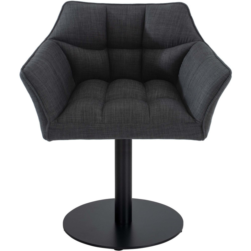Fauteuil de table moderne en Tissu Gris foncé Métal Noir Mat Daryo  - 2