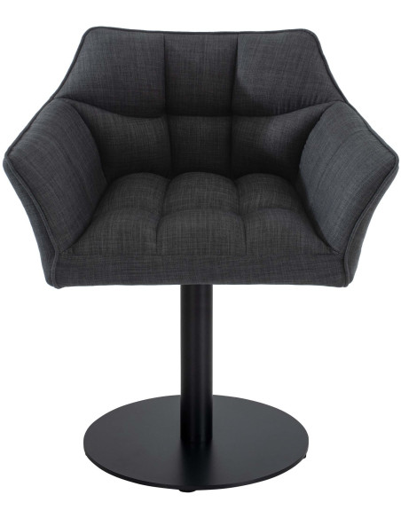 Fauteuil de table moderne en Tissu Gris foncé Métal Noir Mat Daryo  - 2