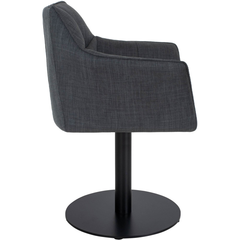 Fauteuil de table moderne en Tissu Gris foncé Métal Noir Mat Daryo  - 3