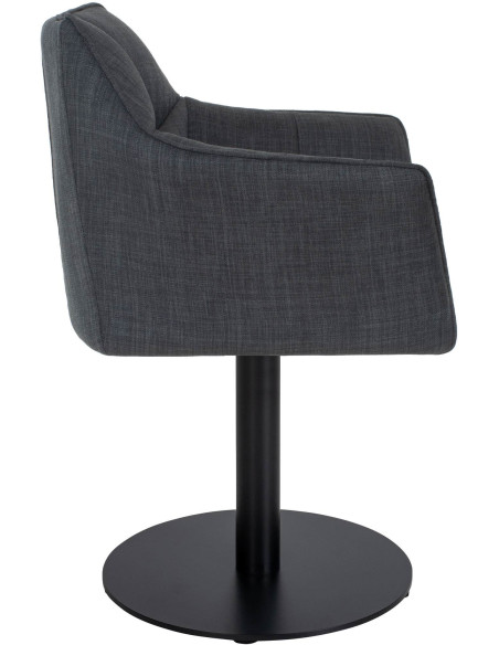 Fauteuil de table moderne en Tissu Gris foncé Métal Noir Mat Daryo  - 3