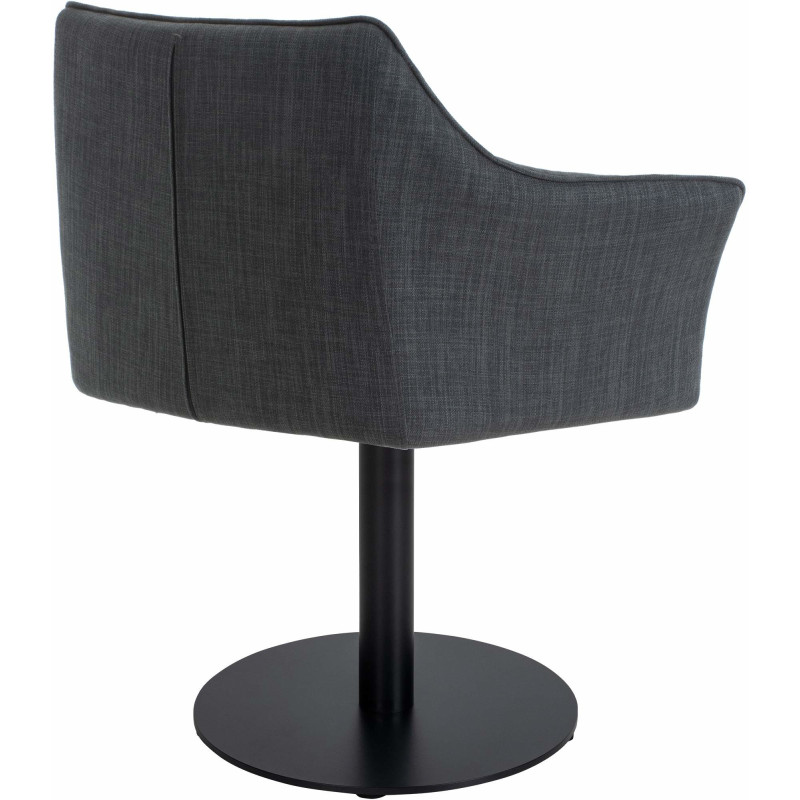 Fauteuil de table moderne en Tissu Gris foncé Métal Noir Mat Daryo  - 4