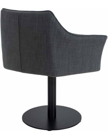 Fauteuil de table moderne en Tissu Gris foncé Métal Noir Mat Daryo  - 4