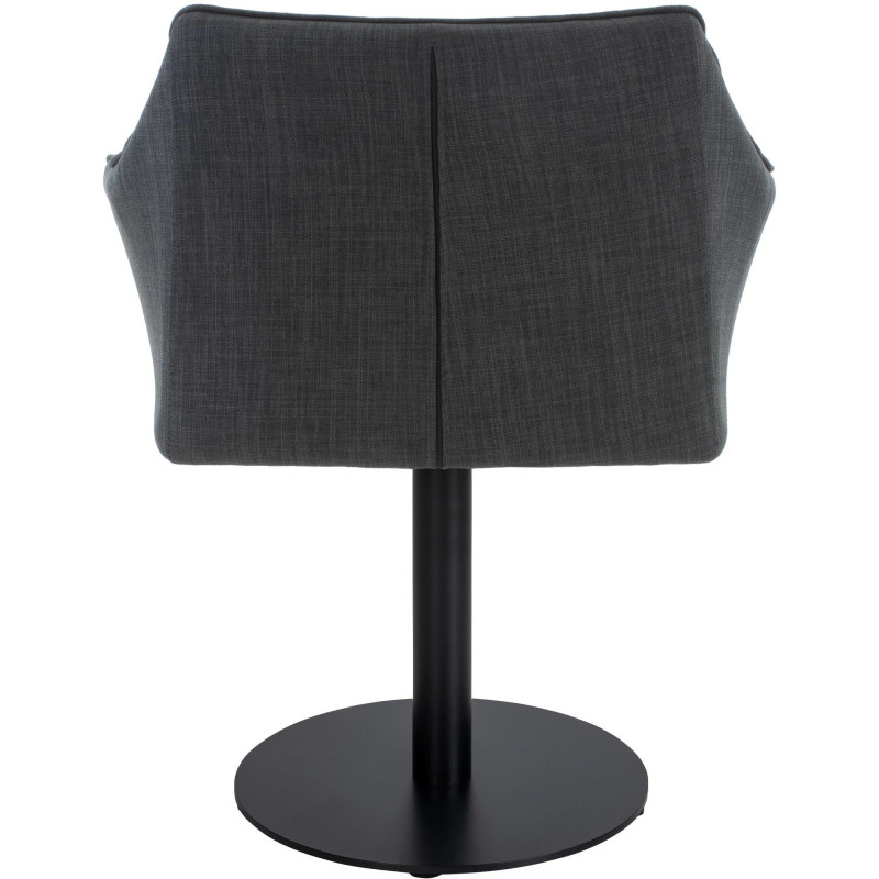 Fauteuil de table moderne en Tissu Gris foncé Métal Noir Mat Daryo  - 5