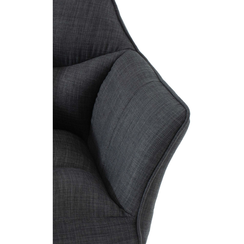 Fauteuil de table moderne en Tissu Gris foncé Métal Noir Mat Daryo  - 6