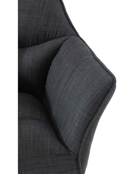 Fauteuil de table moderne en Tissu Gris foncé Métal Noir Mat Daryo  - 6