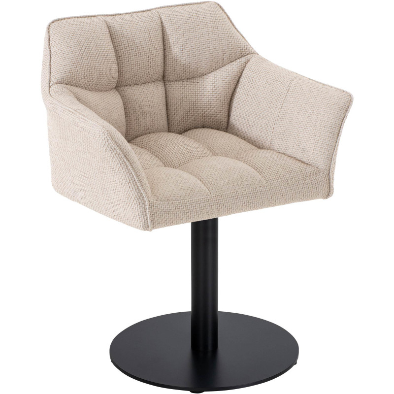 Fauteuil de table moderne en Tissu Blanc ivoire Métal Noir Mat Daryo  - 1