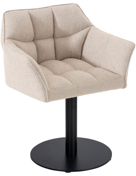 Fauteuil de table moderne en Tissu Blanc ivoire Métal Noir Mat Daryo  - 1