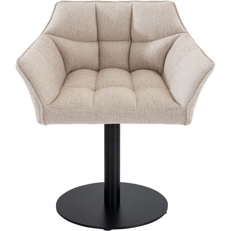 Fauteuil de table moderne en Tissu Blanc ivoire Métal Noir Mat Daryo  - 2