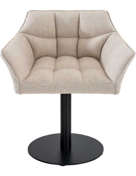 Fauteuil de table moderne en Tissu Blanc ivoire Métal Noir Mat Daryo  - 2