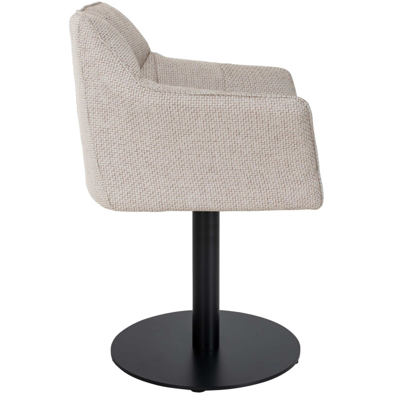 Fauteuil de table moderne en Tissu Blanc ivoire Métal Noir Mat Daryo  - 3