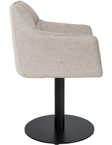 Fauteuil de table moderne en Tissu Blanc ivoire Métal Noir Mat Daryo  - 3