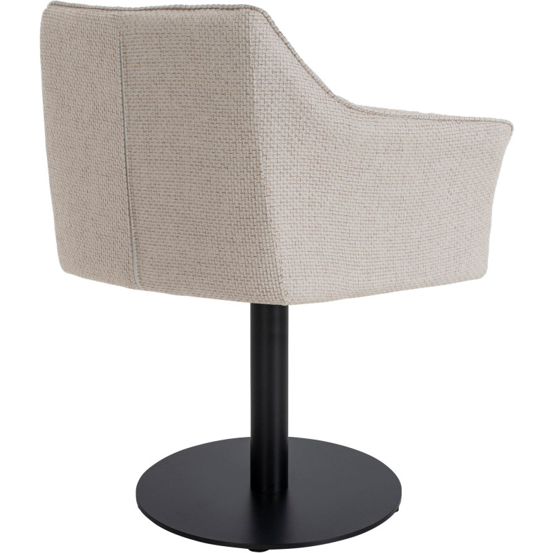 Fauteuil de table moderne en Tissu Blanc ivoire Métal Noir Mat Daryo  - 4