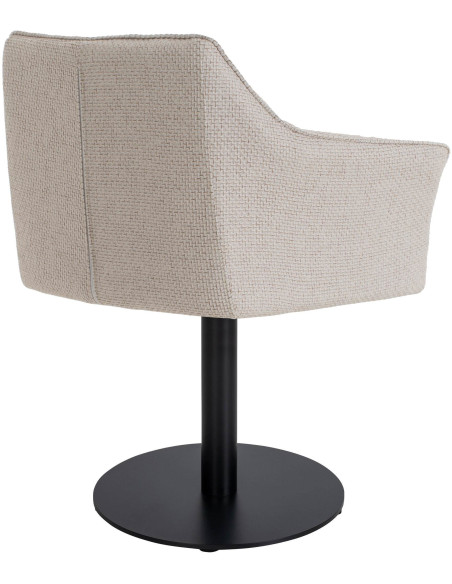 Fauteuil de table moderne en Tissu Blanc ivoire Métal Noir Mat Daryo  - 4
