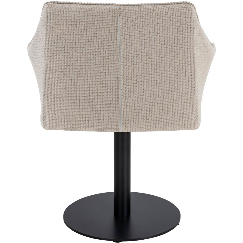 Fauteuil de table moderne en Tissu Blanc ivoire Métal Noir Mat Daryo  - 5