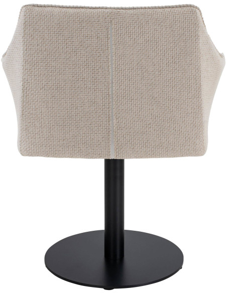Fauteuil de table moderne en Tissu Blanc ivoire Métal Noir Mat Daryo  - 5