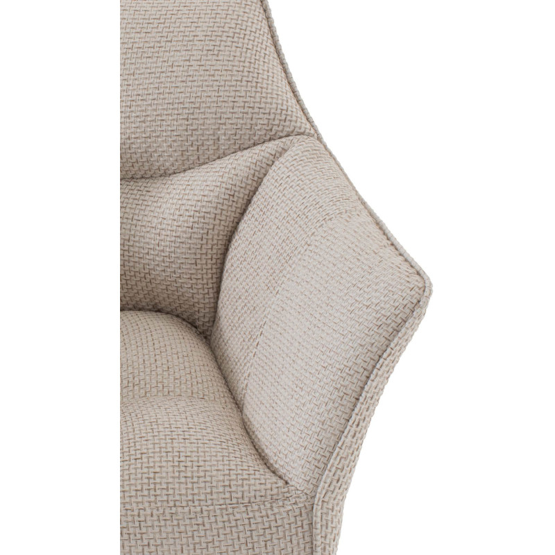Fauteuil de table moderne en Tissu Blanc ivoire Métal Noir Mat Daryo  - 6