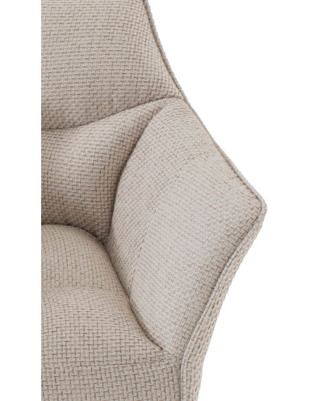 Fauteuil de table moderne en Tissu Blanc ivoire Métal Noir Mat Daryo  - 6