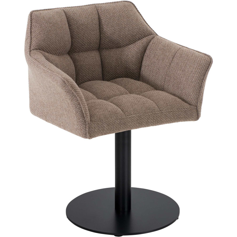 Fauteuil de table moderne en Tissu Marron chiné Métal Noir Mat Daryo  - 1