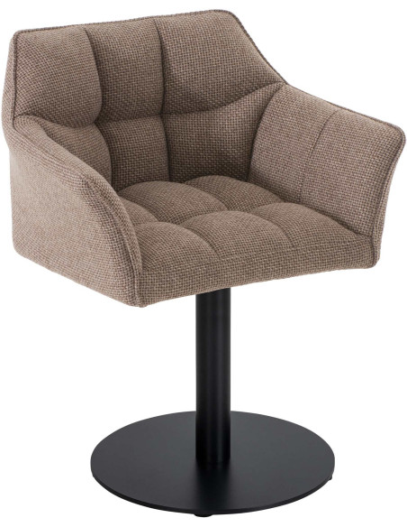 Fauteuil de table moderne en Tissu Marron chiné Métal Noir Mat Daryo  - 1