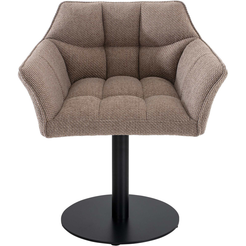 Fauteuil de table moderne en Tissu Marron chiné Métal Noir Mat Daryo  - 2