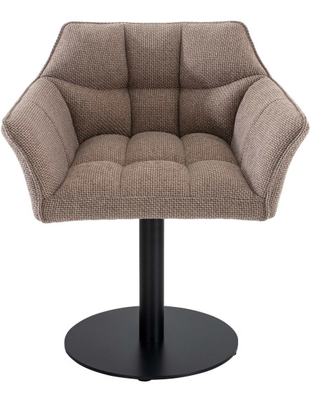 Fauteuil de table moderne en Tissu Marron chiné Métal Noir Mat Daryo  - 2