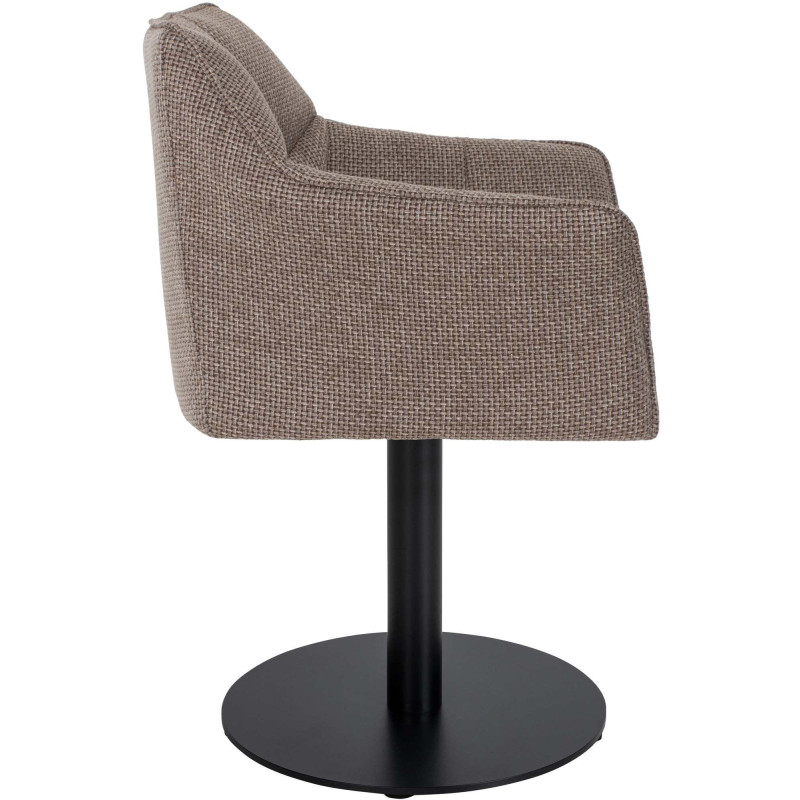 Fauteuil de table moderne en Tissu Marron chiné Métal Noir Mat Daryo  - 3