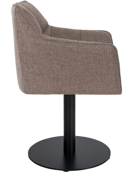Fauteuil de table moderne en Tissu Marron chiné Métal Noir Mat Daryo  - 3