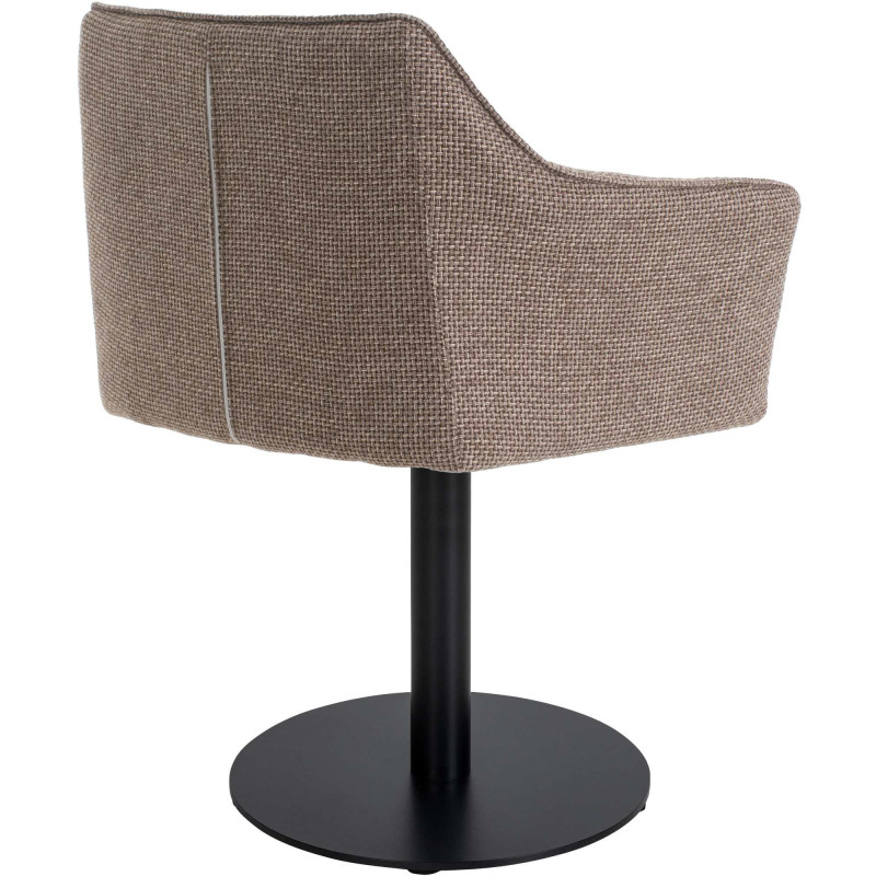 Fauteuil de table moderne en Tissu Marron chiné Métal Noir Mat Daryo  - 4