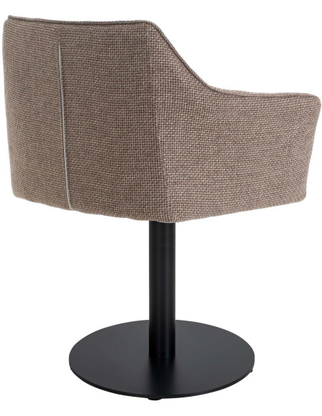 Fauteuil de table moderne en Tissu Marron chiné Métal Noir Mat Daryo  - 4