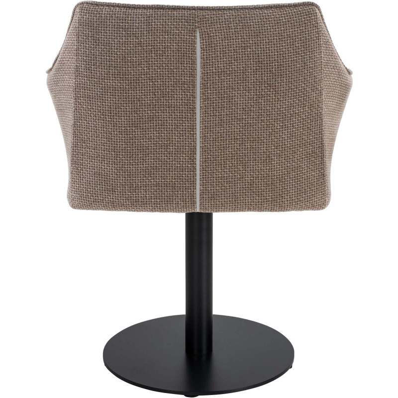 Fauteuil de table moderne en Tissu Marron chiné Métal Noir Mat Daryo  - 5